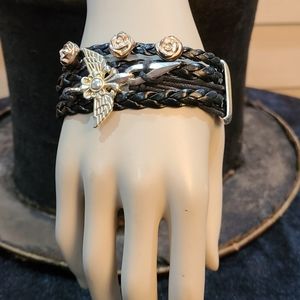 Braided Black And Silver Bracelet